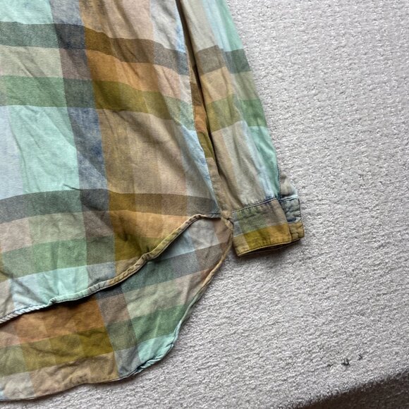 Anthropologie Isabella Sinclair Shirt Womens S Flannel Popover Plaid Tunic Boho - Picture 4 of 14